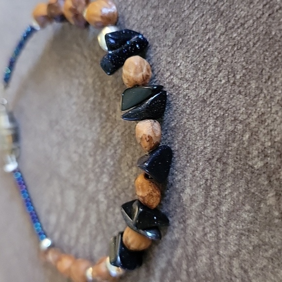 HANDMADE Navajo Black Sunstone Ghost Beaded Protection Bracelet - Picture 4 of 4